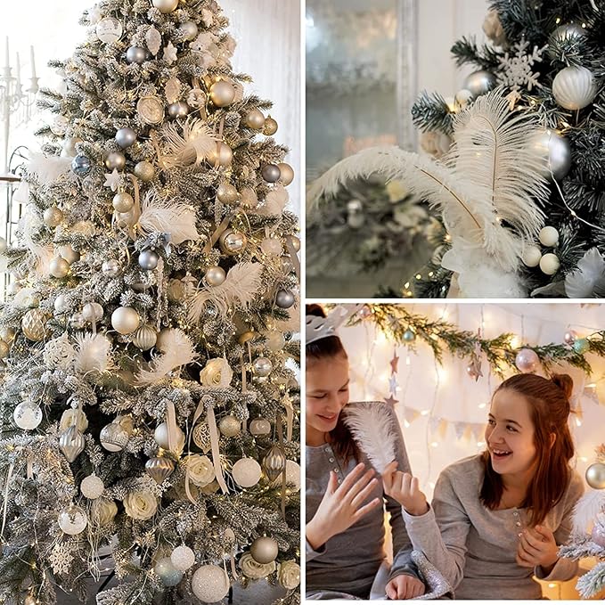 NEWONG 30pcs Light Blue Ostrich Feathers Natural Bulk 9-12in（23-30cm） Vase Craft Wedding Home Party Centerpieces Christmas Day Decoration