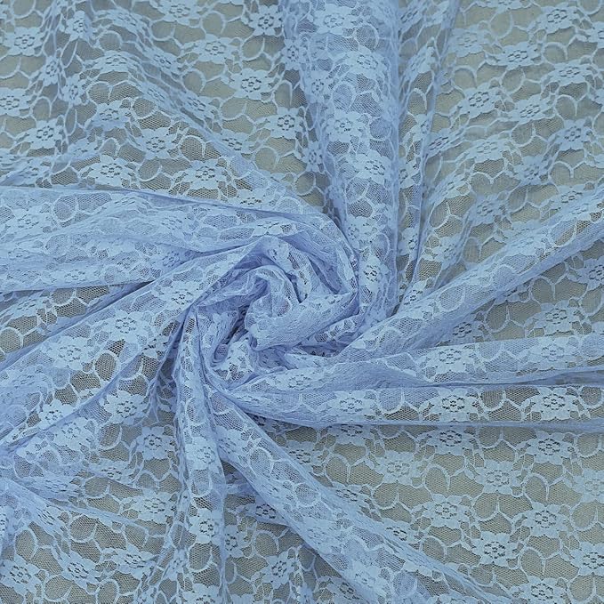 MDS Pack of 20 Wedding 12 x 108 inches Lace Table Runner for Wedding, Decorations for Birthday Parties, Banquets, Graduations, Engagements, and Runners fit Rectangle, Round Table- Baby Blue