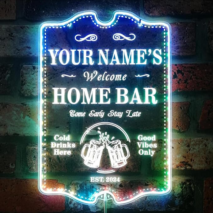 ADVPRO Personalized Your Name Home Bar RGB Dynamic Glam LED Sign - Cut-to-Edge Shape - Smart 3D Decoration - Multicolor Signage st06s64-fnd-p11c-tm-c