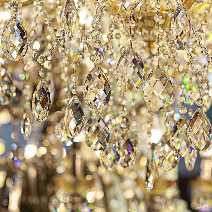 48 Pcs Chandelier Crystal Replacement 38 mm Teardrop & Icicle Crystal Prisms Hanging Gems Parts for Lamps and Chandeliers Suncatcher Christmas Tree Windows Home Decor (Clear)