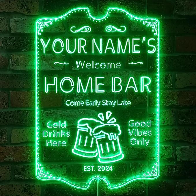 ADVPRO Personalized Your Name Home Bar RGB Dynamic Glam LED Sign - Cut-to-Edge Shape - Smart 3D Decoration - Multicolor Signage st06s32-fnd-p11a-tm-c