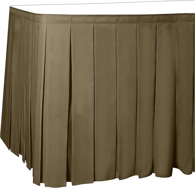 Ultimate Textile Pleat Polyester Fabric Table Skirt - Machine Washable Flame Resistant with Clips for Events, Weddings & Trade Shows, Cut & Sewn in Paterson, NJ - Cafe, 14' Box Pleat