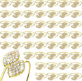 Hotop 200 Pcs Napkin Rings Gold Table Decorations, Elegant Bling Leaves Napkin Rings, Rhinestone Guest Towels Buckle for Wedding Gold Party, Thanksgiving Christmas Dinner Banquet Table Decoration