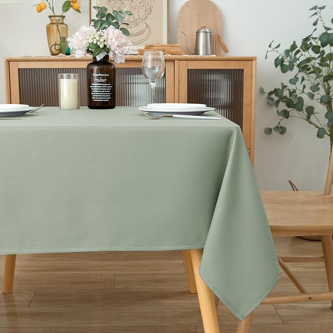 Biscaynebay Tablecloth for Rectangle Tables-60x108 Inch Sage Outdoor Picnic Table Cover-Rectangular Folding Reusable Table Cloths Water Resistant for Kitchen Camping Dining Room Patio Banquet Party