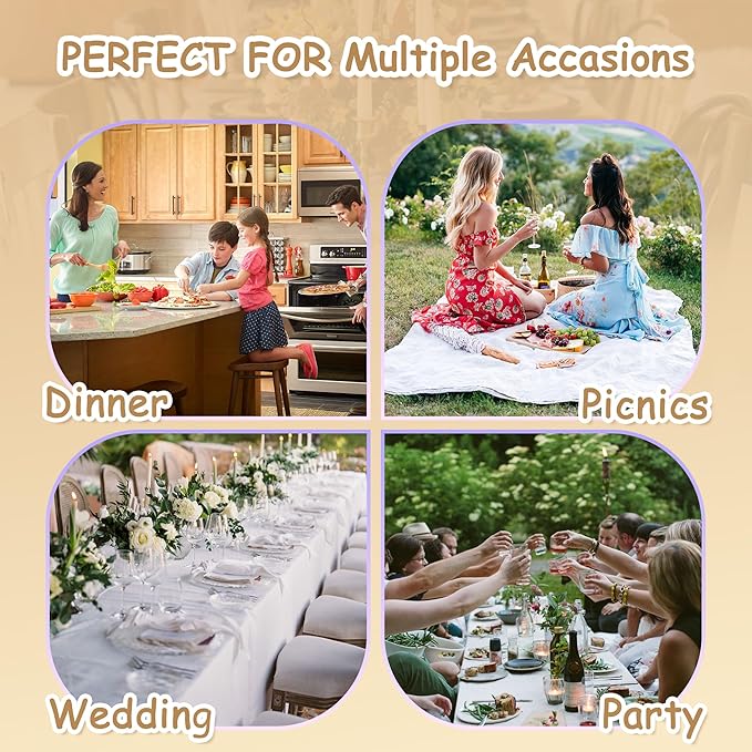 MYSKY HOME 60 Inch Round Cotton Tablecloth, Heavy Duty, Waterproof, Wrinkle Resistant, Black Tassels, Modern Elegant Design, Kitchen, Dining, Parties, Events