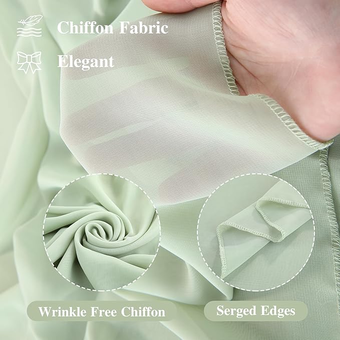 Wedding Arch Draping Fabric,1 Panel 18FT Sage Green Arch Backdrop Drapes Chiffon Fabric Drapes Arbor Drapery for Wedding Ceremony Reception Swag Decorations
