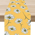 Daisy Table Runner, Spring Floral Seasonal Summer Yellow Flower Rustic Farmhouse Table Center Decor for Home Kitchen Dining Patio Holiday Party Indoor Outdoor Table Decorations, 13"x36" Inch
