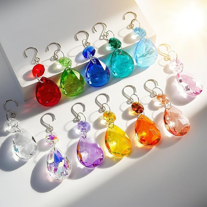 H&D HYALINE & DORA 3Inch Crystal Suncatcher Bauhinia Prisms Pendants 10Pcs Chandelier Crystals Replacement Hanging Sun Catcher Beads for DIY Arts Crafts Decor (Purple)