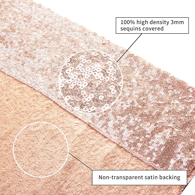 Poise3EHome 10Ft x 10Ft Rose Gold Sequin Backdrop Curtain, Glitter Thick Satin Background Drapes, Sparkly Opaque Photography Curtain, Sequence Xmas Thanksgiving Backdrop for Wedding Party Decor