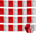 4 Pack 10 Feet Red Silver Foil Fringe Garland Metallic Tinsel Streamers Banner Wall Hanging Curtain Backdrop for Parade Floats, Wedding, Graduate, Mother's Day, Birthday Party Decoration