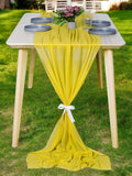 MDS 5 Pack 10ft Chiffon Table Runner 29 x 120 Inches Sheer Wedding Runner Romantic Rustic Table Runner for Wedding Decorations, Birthday Parties, Bridal Shower Party Arch Decor - Yellow