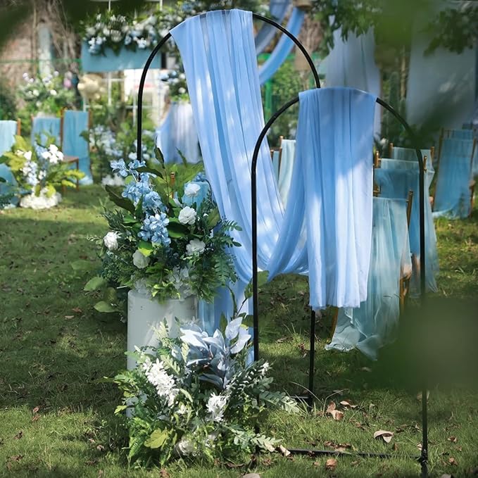 Wokceer Wedding Arch Draping Fabric 2 Panels 28.7" x 20FT Dusty Blue Drapes Sheer Fabric Backdrop Arch Draping Fabric for Wedding Ceremony Birthday Party Bridal Shower Decoration