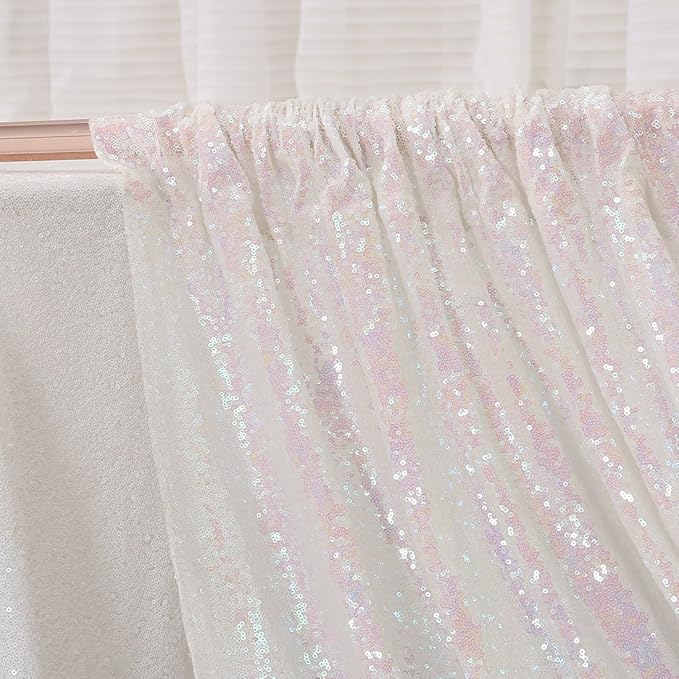Poise3EHome 6FT x 6FT Iridescent Sequin Photography Backdrop Curtain for Party Decoration