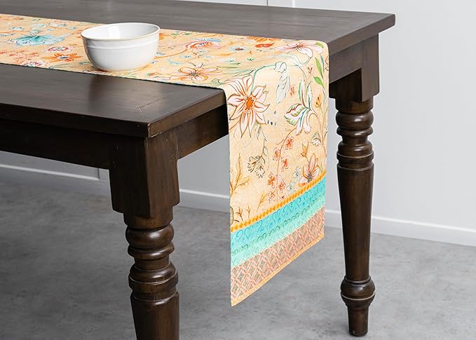 Maison d' Hermine Table Runner 100% Cotton Double Layer Table Runners 72 inches Long Decorative for Home Kitchen Dining Party Wedding Bridal Shower Spring Summer (Luxury Loft – Peach, 14.50" x 72")
