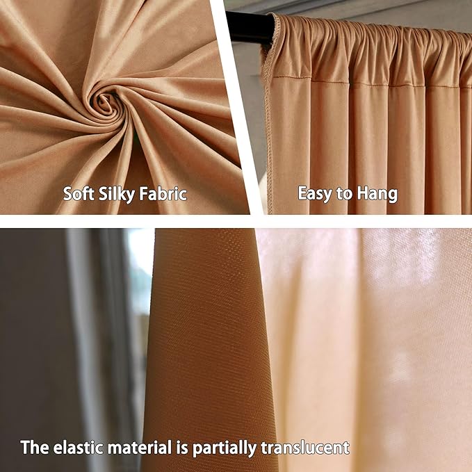 10 x 7 Feet Khaki Backdrop Curtain for Partie, Background Curtains for Photoshoot, Birthday, Wedding, Halloween, Thanksgiving, Christmas Day, New Year Party Decorations 5Ft x 7Ft, 2 Panels