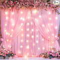 Pink Backdrop Curtains with Lights for Parties,10x10FT Wrinkle Free Polyester Wedding Photo Backdrop Curtains for Baby Shower Birthday Ceremony Reception Home Party Decorations-5ft x 10ft,2 Panels