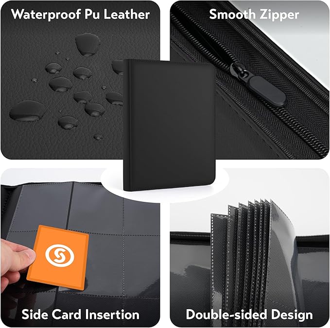 1000+ Pockets Trading Card Binder, Premium 16 Pocket Card Binder, Ringless Side Loading Collection Album Holder Folders for MTG, TCG, Game Cards & Sports Cards (Yellow)