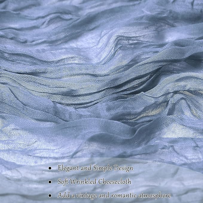 10-Pack Dusty BlueCheesecloth Table Runners – 10FT (35x120 Inch) Boho Rustic Gauze Fabric Cheese Cloth Table Runner for Weddings, Baby Showers, Bridal Shower, Farmhouse & Birthday Party Decor