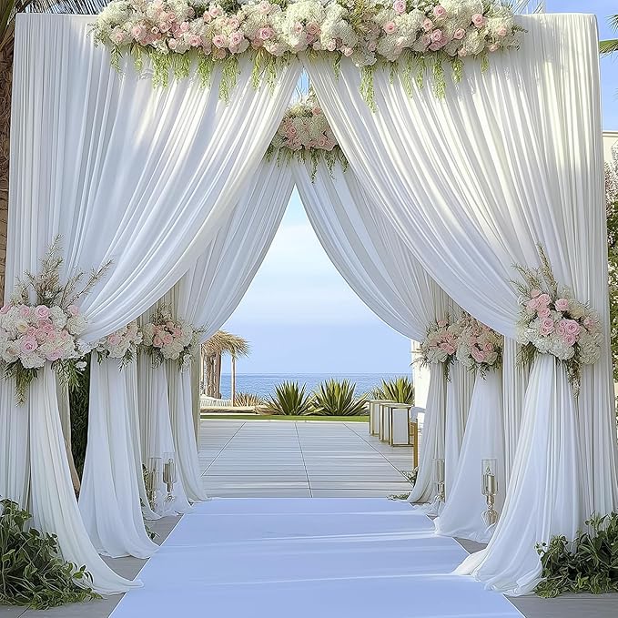 10×12ft White Wrinkle Free Backdrop Curtain, Soft Silky Easy to Drape Wedding Drapes for Backdrop, 2 Panels 12 ft Long Backdrop Curtains for Parties Birthday Baby Shower Photo Photography Background