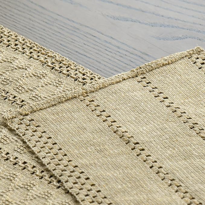 Artoid Mode Burlap Brown Farmhouse Woven Rustic Hollow Table Runner, Seasonal Holiday Hollow Kitchen Dining Table Decoration for Home Party Decor 12x48 Inch