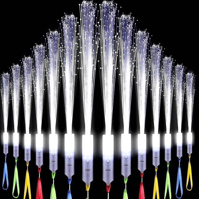 50 Pcs White Fiber Optic Wands Bulk Wedding Sparklers Party Favors LED Light Glow Sticks with 3 Modes Long Flashing Glow for Birthday Wedding Bridal Shower Glow in the Dark Party Favors