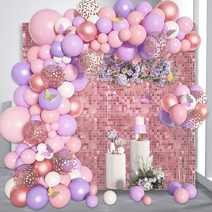 12PCS Pink Shimmer Wall Backdrop, Square Sequin Photo Backdrops Panel, Glitter Wall Background for Birthdays, Weddings, Graduation, Engagements, Disco Bachelorette Party Decoration (3FTx4FT)