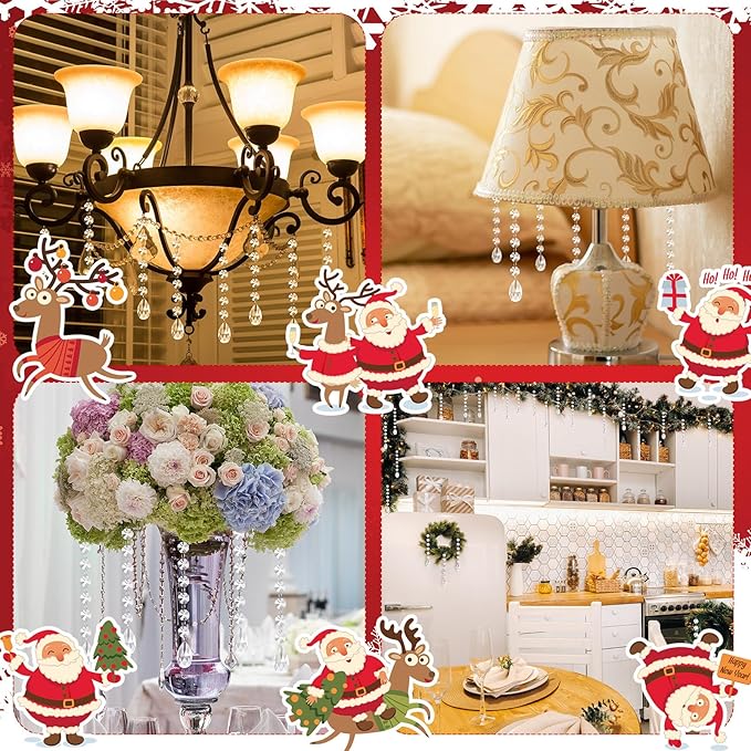 Nuenen 100 Pcs Acrylic Hanging Crystals for Centerpieces Chandelier Clear Crystal Garland Strands Ornament Acrylic Clear Beads Prisms Pendant for Christmas Tree Window Home Decoration(Teardrop)