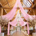 6 Panels Pink Ceiling Drapes for Wedding, 5ftx30ft Ceiling Drapes Cheesecloth Sheer Fabric Curtain Wedding Arch Draping Fabric Romantic Ceilings Decorations for Weddings Party Ceremony Stage