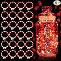 Aogist Led Fairy Lights 3 Modes Battery Operated String Lights Waterproof Silver Wire 7 Feet Firefly Starry Moon Mason Jar Lights for DIY Wedding Party Christmas (Red, 20 Pack)