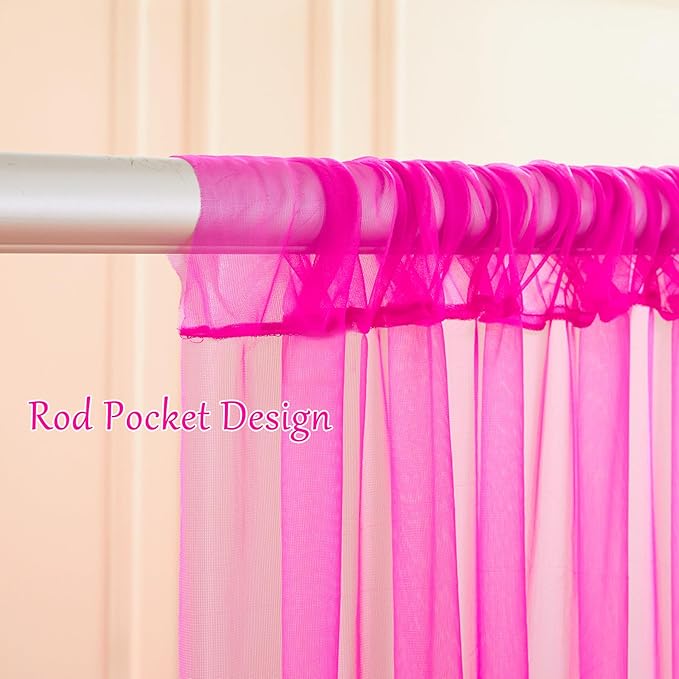 20x10 Hot Pink Tulle Backdrop Curtains for Parties, Sheer Backdrop Curtain Wedding Photo Background Drapes for Baby Shower Photography Birthday Party