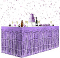 1 Pack Light Purple Table Skirts, 29x108" Metallic Foil Tinsel Fringe Table Skirts for Rectangle Tables Streamer Curtains Backdrop, Party Decorations for Birthdays Weddings Holidays