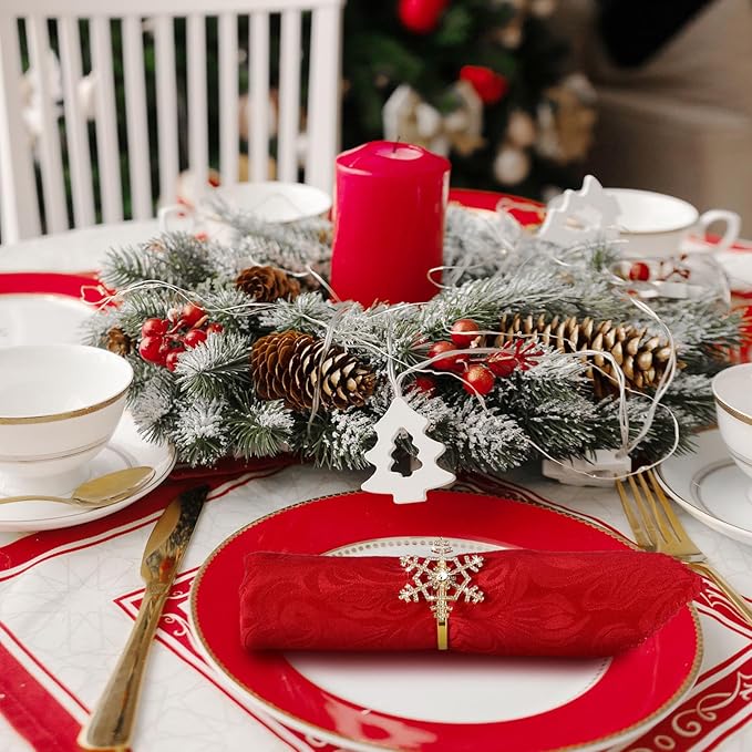 Patelai 48 Pieces Snowflake Napkin Rings Thanksgiving Christmas Napkin Holders Exquisite Household Rhinestone Napkin Rings Set for Christmas Wedding Dinner Party Table Decoration (Gold)