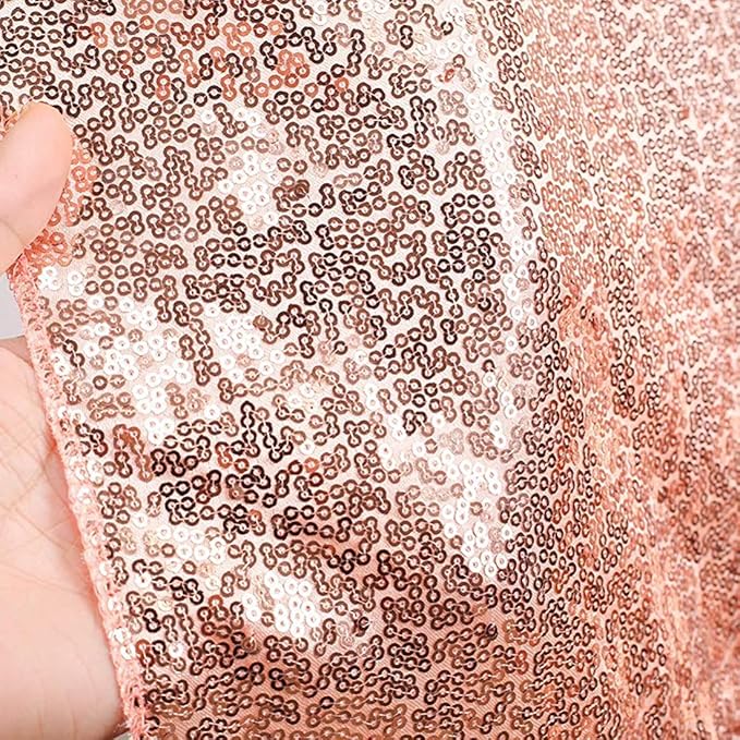 Poise3EHome 6Ft x 8Ft Rose Gold Sequin Backdrop,Glitter Thick Satin Background Drapes, Sparkly Opaque Photography Curtain Backdrop for Wedding Party Decor