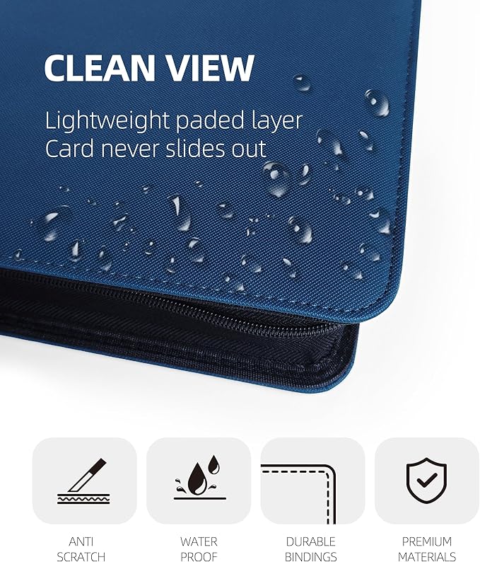 16 Pockets Premium Card Binder 1024 Cards Trading Card Binders Side Load Card Storage Display Album(16 Pocket 1024 Card Slot,Blue)