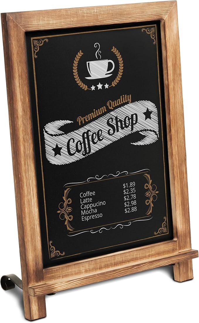Rustic Torched Tabletop Chalkboard Sign/Hanging Magnetic Wall Chalkboard/Small Countertop Chalkboard Easel/Kitchen Countertop Memo Board / 12" x 17" in. Weddings, Birthdays, Baby Announcements