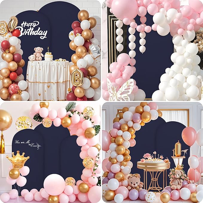 7.2FT Wedding Arch Covers Arch Backdrop Cover Arch Stand Covers Set Arch Cover Spandex Fabric Stretchy Backdrop for Wedding Birthday Party Decoration Baby Shower (Dark Blue)