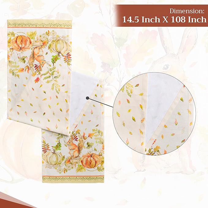 Maison d' Hermine Table Runner 100% Cotton Single Layer Table Runners 108 inches Long Decorative for Home Kitchen Dining Party Baby Shower Wedding Bridal Shower (Pumpkin Passion, 14.50" x 108")