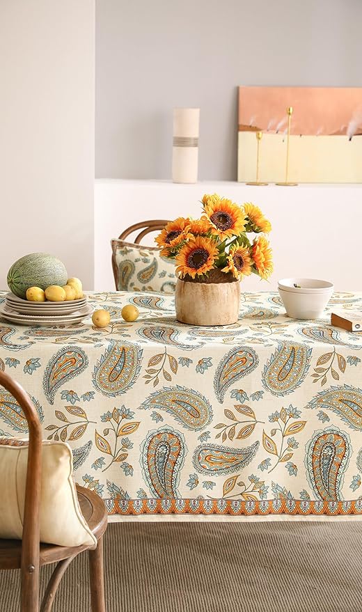 patdrea Designer Vintage Floral Tablecloth for Square Table,Linen Breathable Durable French Table Cloth,Durable Cover for Kitchen Dining,Christmas,Thanksgiving,Tea Party,67"x67"-Lysaniya