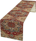 Boho Bohemia Style Table Runner, Vintage Red Brown Retro Flower Rustic Country Style Floral Print Pattern for Home Kitchen Table Decor Dining Coffee Room Garden Party Decor 13x108in