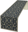 Vintage Boho Floral Table Runner, Morris Rustic Country Farmhouse Dark Blue Grey Retro Flower Pattern for Home Kitchen Table Decor Dining Coffee Room Party Decor 13x108in