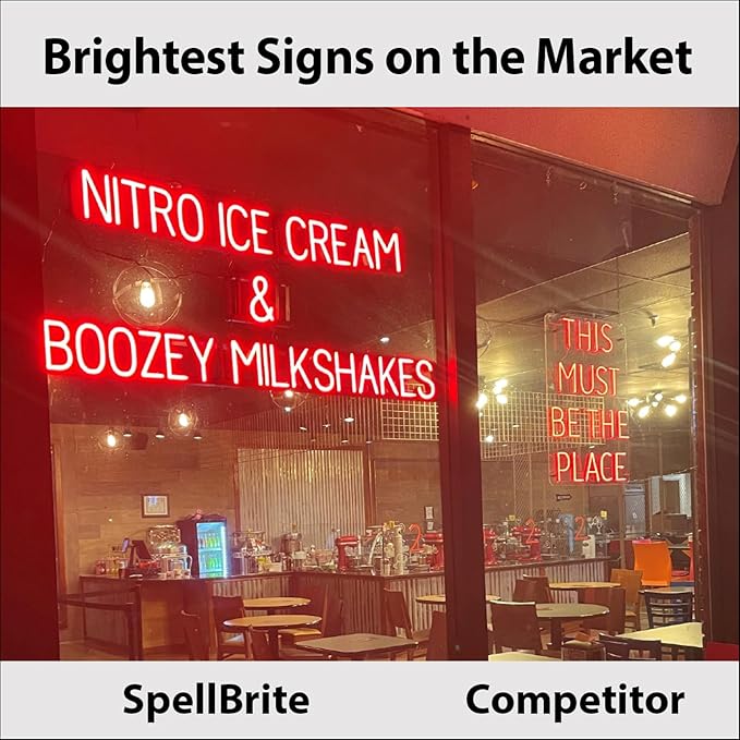 SpellBrite COCKTAILS Sign | Beer-Related Sign with Neon Look, Blue LED Light Source | 33.1" x 6.3"