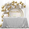 OQSQ Silver Sequin Tablecloth 50x80 inch, Sparkle Sequence Table Cover Glitter Drape Table Cloth Decorations Wedding Birthday Party