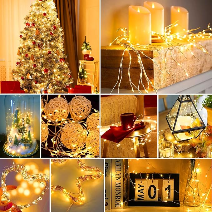 pozzolanas 100 Pack Warm White Battery Operated String Lights - 7ft Waterproof Fairy Lights with 20 LEDs for Home, Mason Jar, Party, Wedding, Halloween, Christmas Decorations