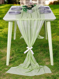 MDS Halloween Chiffon Table Runner - 20 Pack, 29 x 170 Inches, 14ft Each - Sheer Spooky Table Runners for Haunted House Parties, Trick-or-Treat Tables, Witchy Décor, Wedding & Events - Sage Green