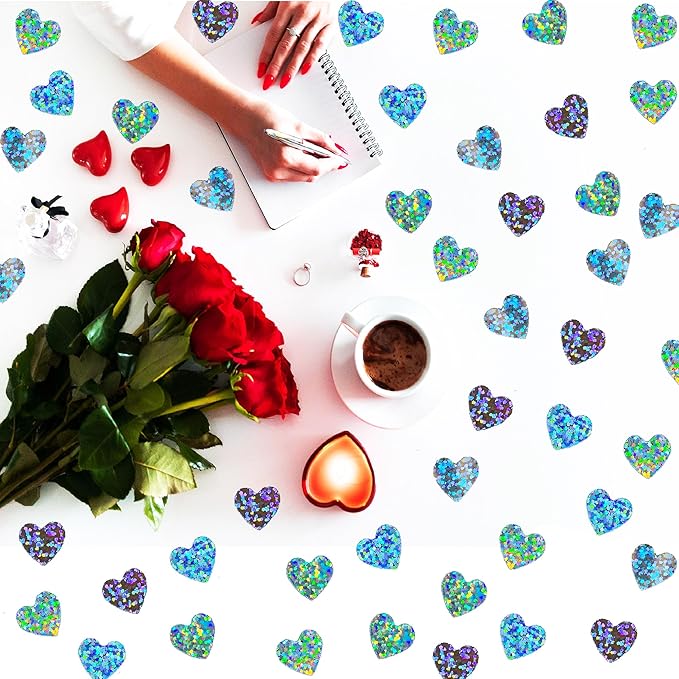 Confetti Heart Metallic Confetti Party Table Decoration Sprinkles DIY for Valentine's Day Wedding Birthday Engagement Bachelorette Theme Party Celebrations Favor Supplies(Heart Silver)