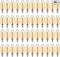 FLSNT Amber LED Candelabra Light Bulbs 40W Equivalent, B11 E12 LED Chandelier Bulbs, 2200K Warm White, Dimmable, 330LM, 48 Pack UL,CA65 Listed.