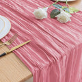 Asee'm Cheesecloth Table Runner 120 Inches Dusty Rose Boho Gauze Cheese Cloth Runner 10FT Rustic Sheer Fall Table Runners for Thanksgiving Wedding Baby Shower Holiday Party Decoration