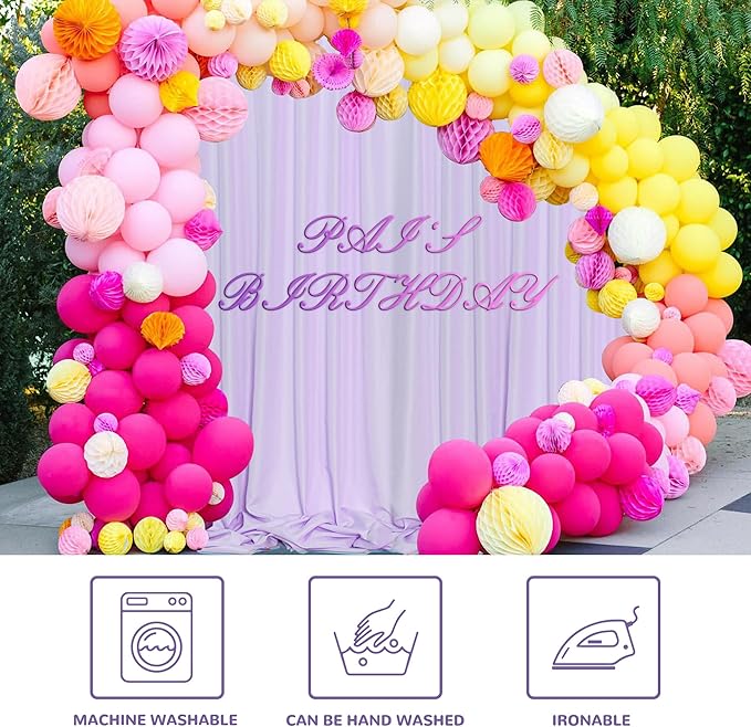 MEETSKY 10ft x 8ft Light Purple Backdrop Curtain for Parties Wedding Photo Background Rod Pocket Curtains Backdrop Drapes Home Decoration for Birthday Party Baby Shower Photoshoot, 5ft x 8ft, 2 Panels