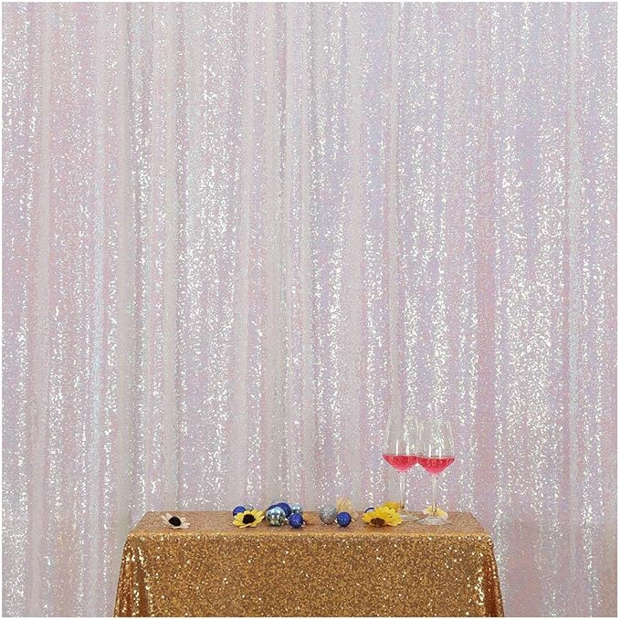 Poise3EHome Iridescent Sequin Backdrop,6FT x 8FT Sequin Photography Backdrop Curtain for Party Decoration, Iridescent