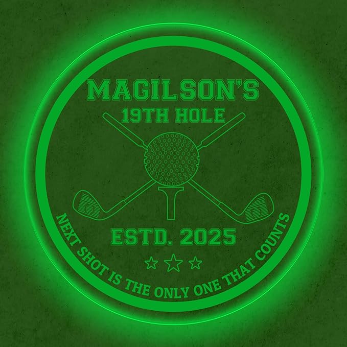 Custom Golf LED Bar Sign – Personalized Color Changing Acrylic Wall Decor for Home Bar, Man Cave, Game Room, or Patio (Golf Bar, 12 INCHES)
